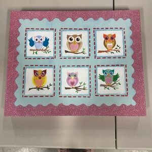 Playful Owl Wall Art Canvas - Pink & Teal